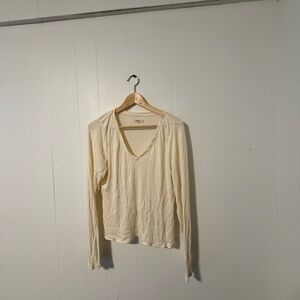 Madewell Cream Long Sleeve V-Neck Top